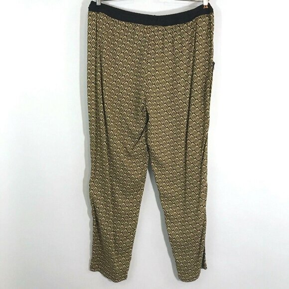 IVY JANE Pants Women Small Brown Yellow Relaxed Fit Elastic Waist Pockets NWT - Picture 3 of 7